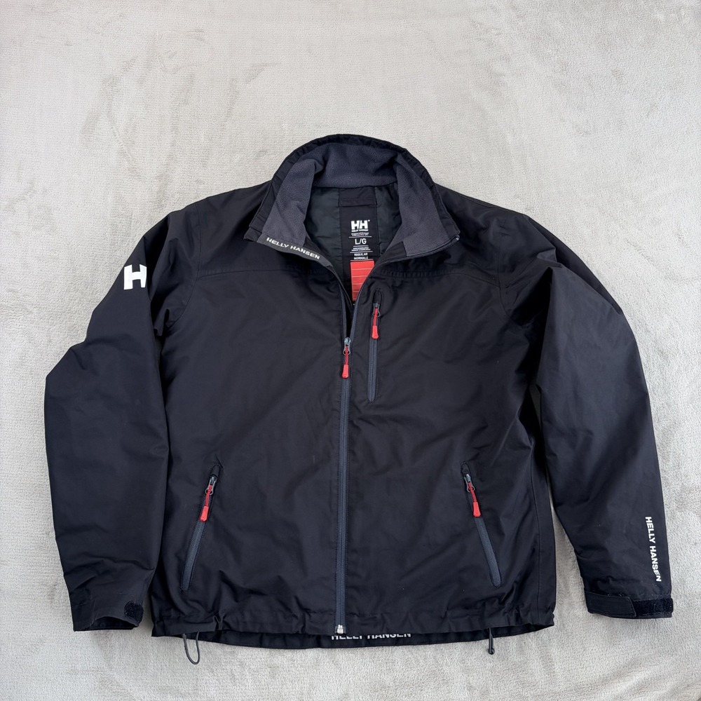 Helly Hansen Crew Midlayer Jacket in Black Men Large Wind Water Proof Zip Up